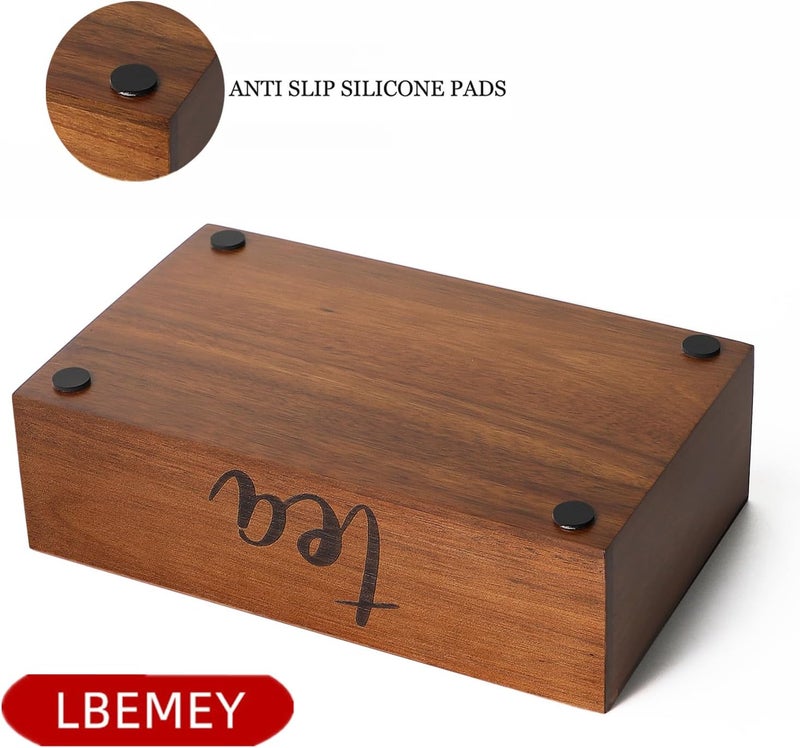 LBEMEY Tea Bag Organizer,Acacia Wood Tea Storage Containers with 6 Compartments, Sugar Packet Holder,Tea Bag Caddy Box for Cabinet Countertop Office (Brown-Labeled "Tea") - Image 4